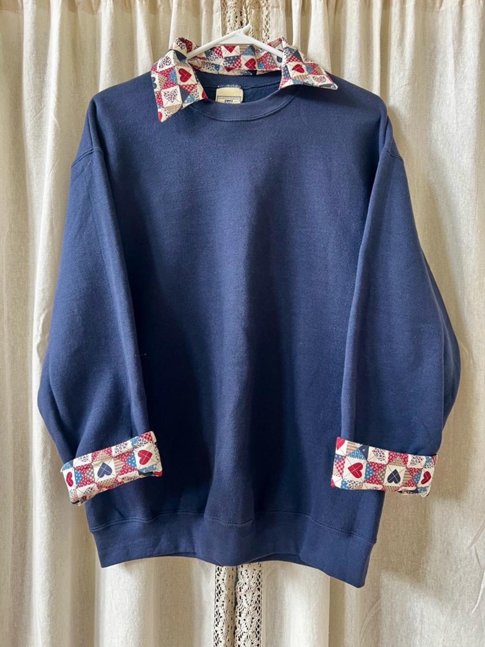 New Vintage Lee Quilt Pattern Detail Sweatshirt